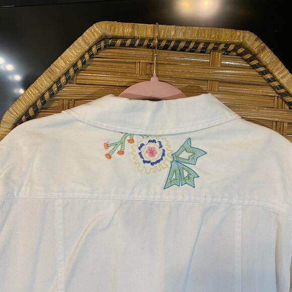 White Stag Embroidered Floral Denim Jacket XL 16/18 Boho Western Cottagecore - Picture 8 of 8